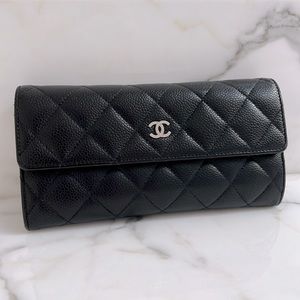 CHANEL black caviar classic flap wallet